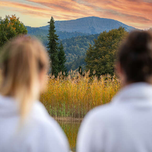 Hochgrat mit Sonnenuntergang vom Wellnesshotel genießen