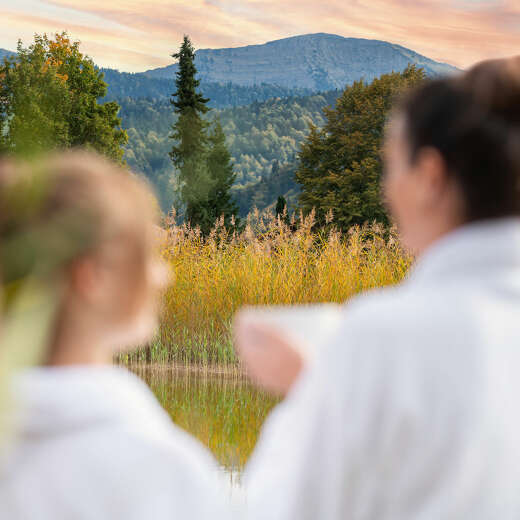 Entspannen beim Wellness in Oberstaufen im Allgäu mit Bergblick