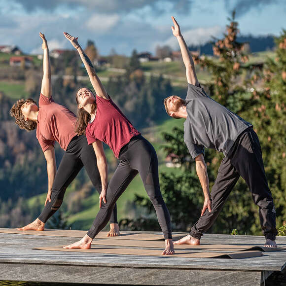 Yoga in der Allgäuer Natur stärkt das Wohlbefinden und die Vitalität.