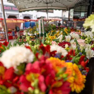 Wochenmarkt in Oberstaufen Blumenstand im Allgäu