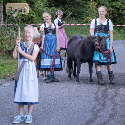 Drei Mädels führen den Abtrieb an.