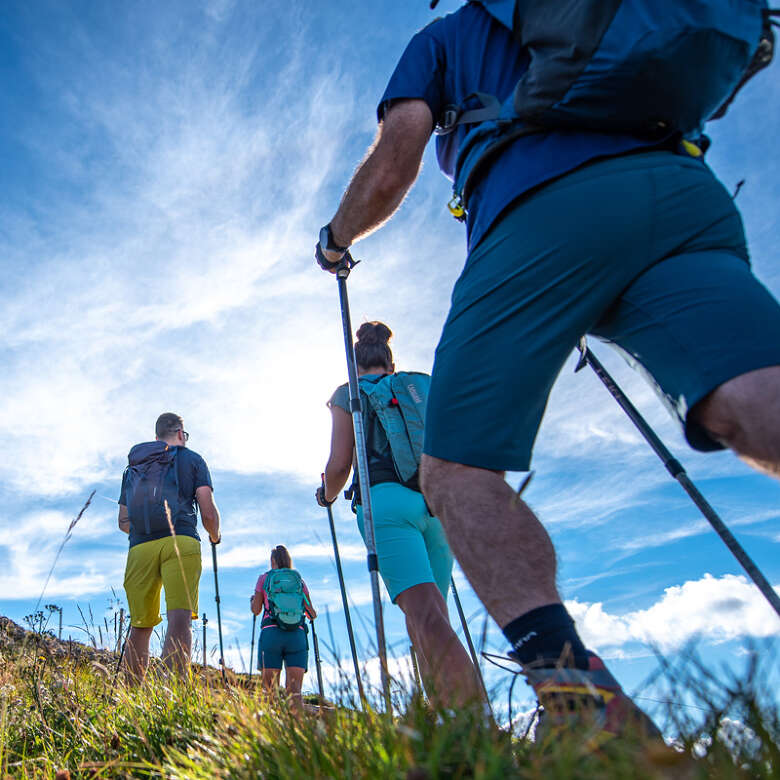 Wandergruppe auf dem Weg zum Hochgratgipfel.