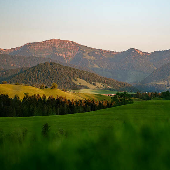 Bergpanorama und mit Hochgrat von Oberstaufen