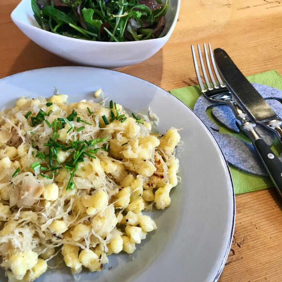 Traditionelle Allgäuer Krautspätzle nach einem Rezept aus Oberstaufen