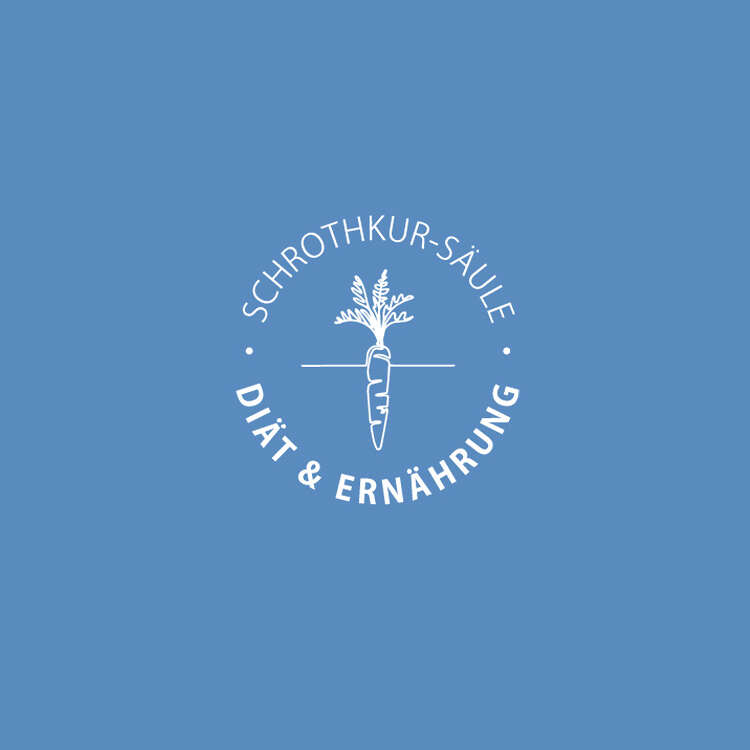 Logo der Schrothsäule Ernährung auf blauem Hintergrund
