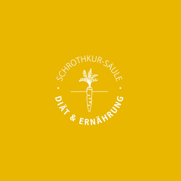 Logo der Schrothkur-Säule Diät und Ernährung auf gelbem Hintergrund