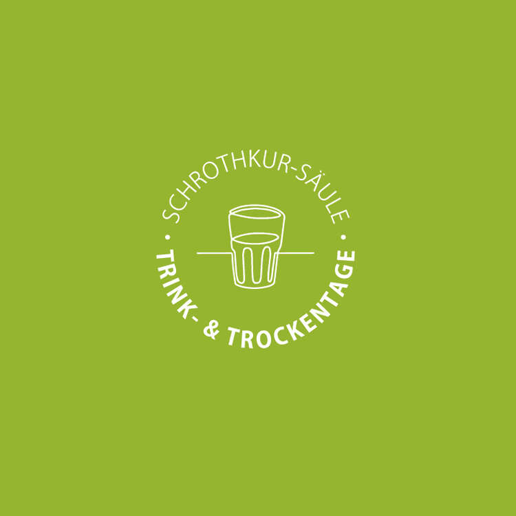 Icon der Schrothkur-Säule Trink- & Trockentage auf grünem Hintergrund