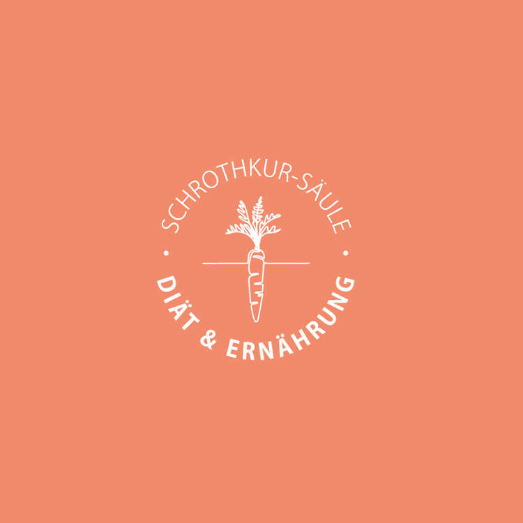 Icon der Schrothkur-Säule Diät und Ernährung auf rosa Hintergrund.