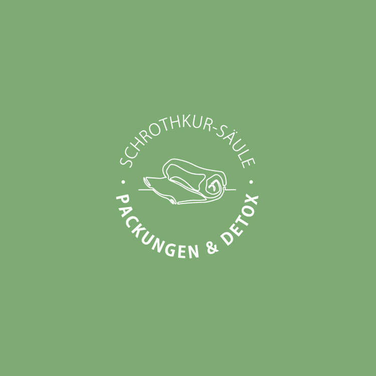 Icon der Schrothkur Säule Packungen auf grünem Hintergrund