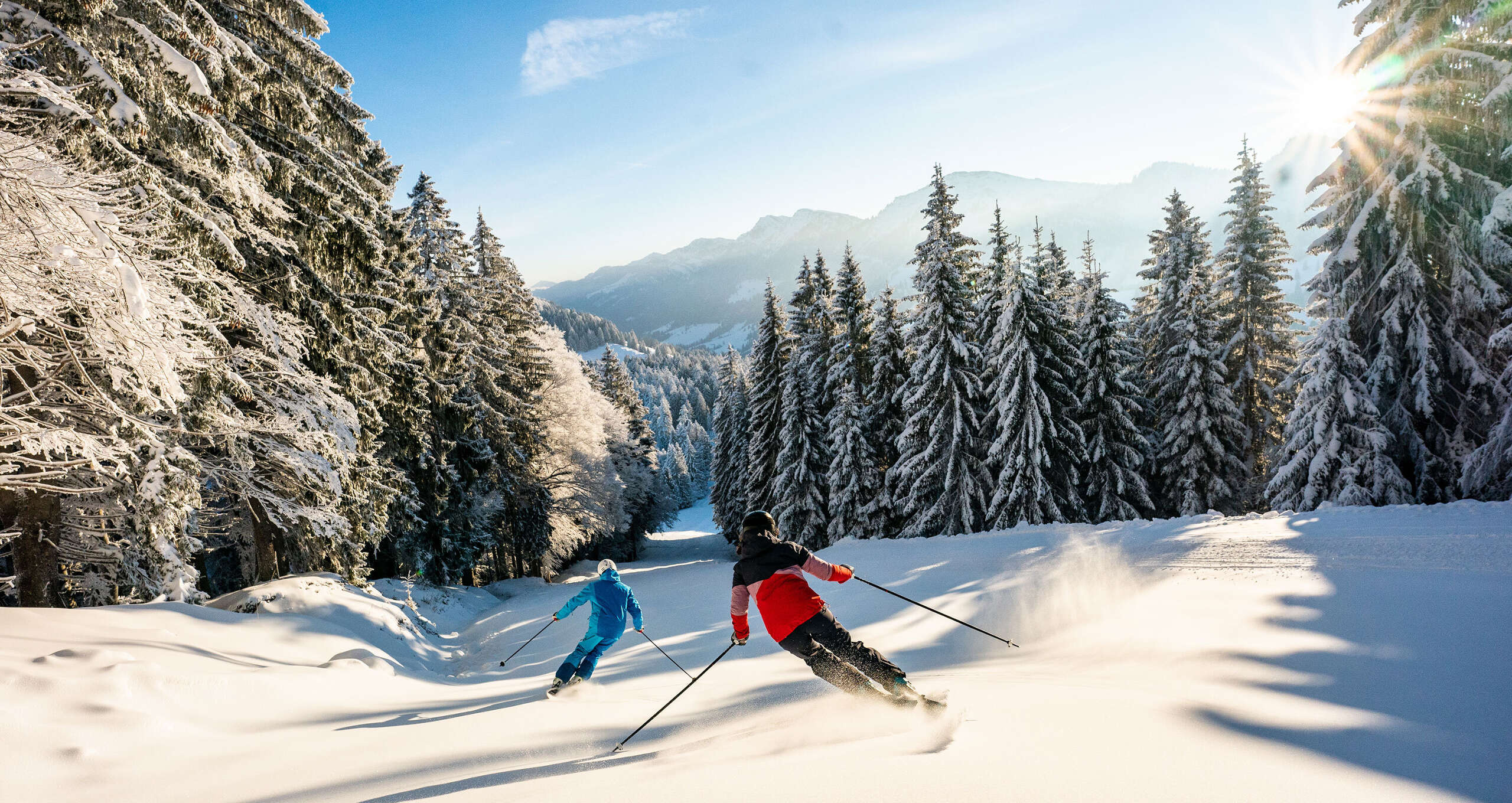 Sonnenskifahren Skiarena Steibis Skifahren in der Skiarena Steibis mit Allgäuer Bergpanorama
