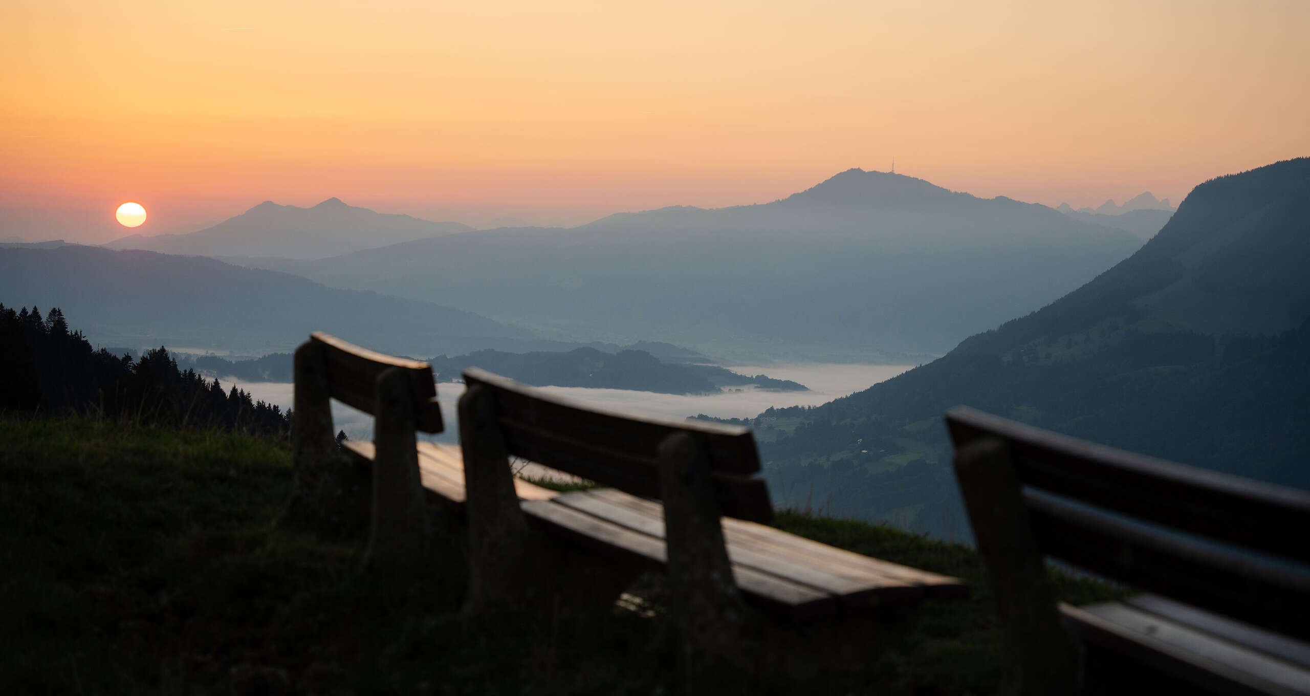Sonnenaufgang auf der Salmaser Höhe mit Blick zum Grünten