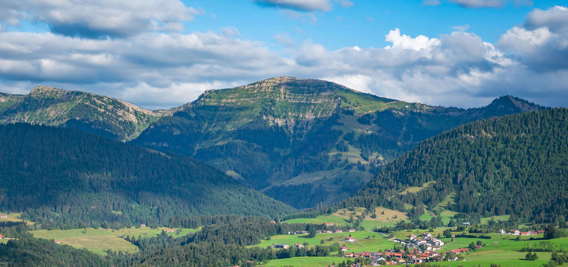Ausblick auf Steibis und den Hochgrat im Sommer
