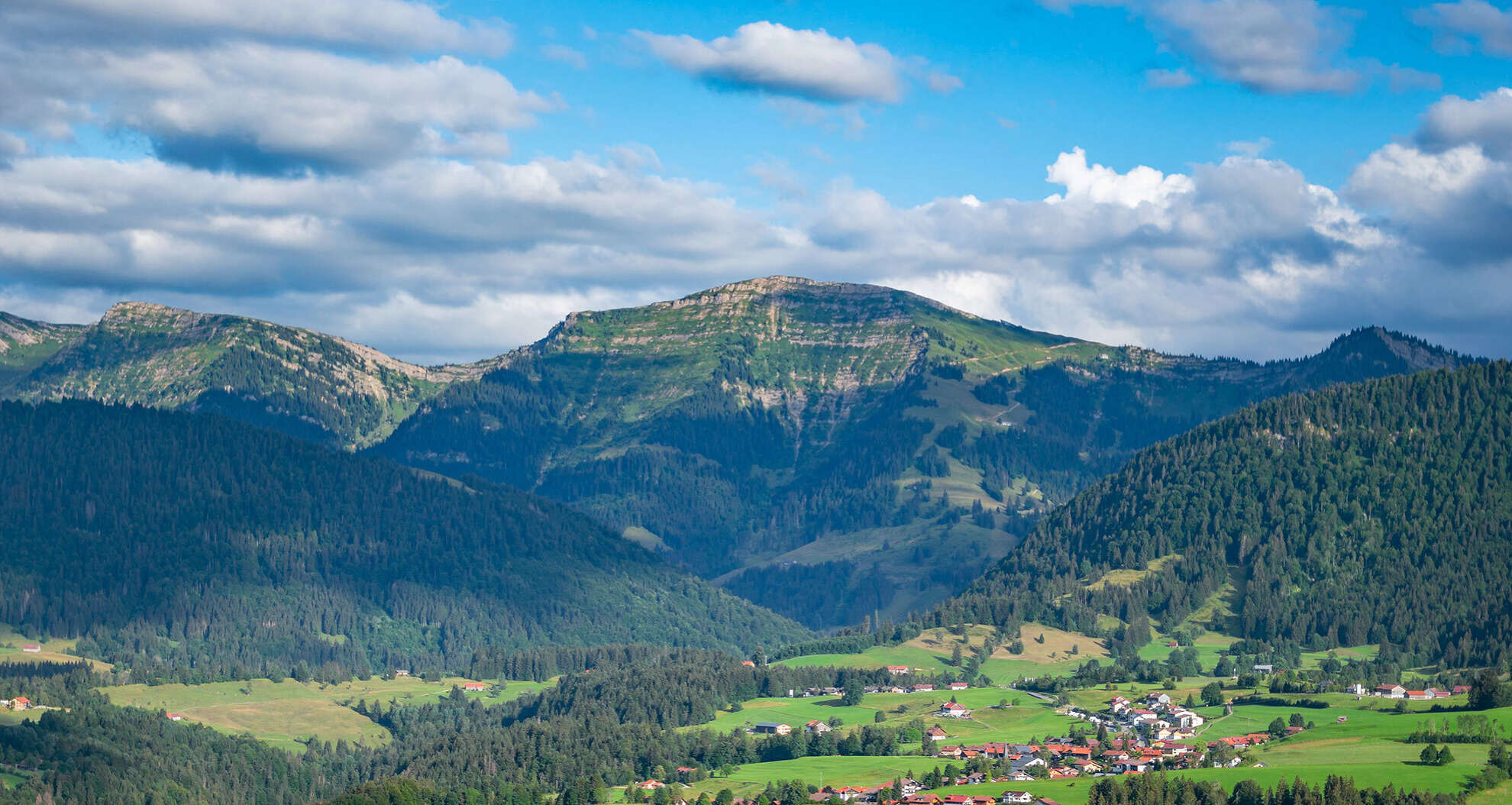 Ausblick auf Steibis und den Hochgrat im Sommer