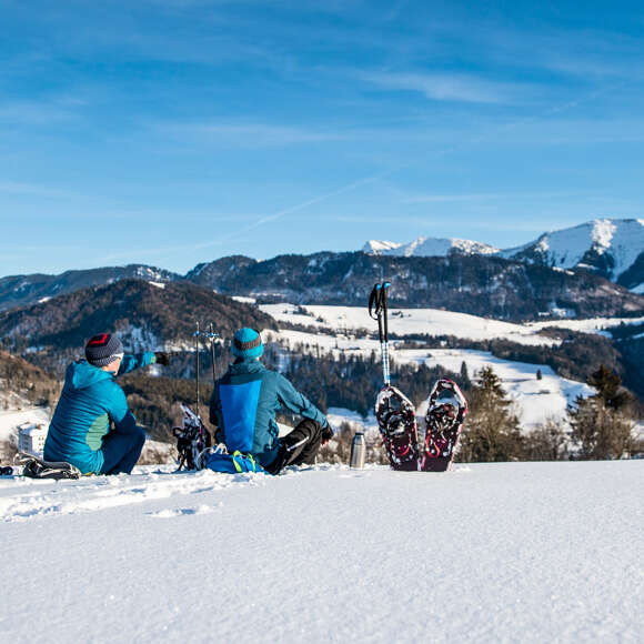 Schneeschuhtour in den Allgäuer Bergen von Oberstaufen.