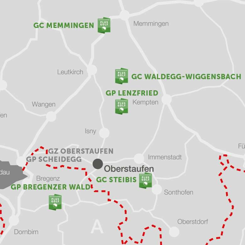 Übersichtskarte der Oberstaufen PLUS GOLF Anlagen im Allgäu