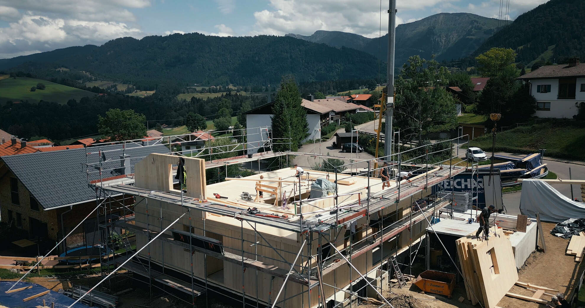 Bau eines Holzhaues in Steibis bei Oberstaufen