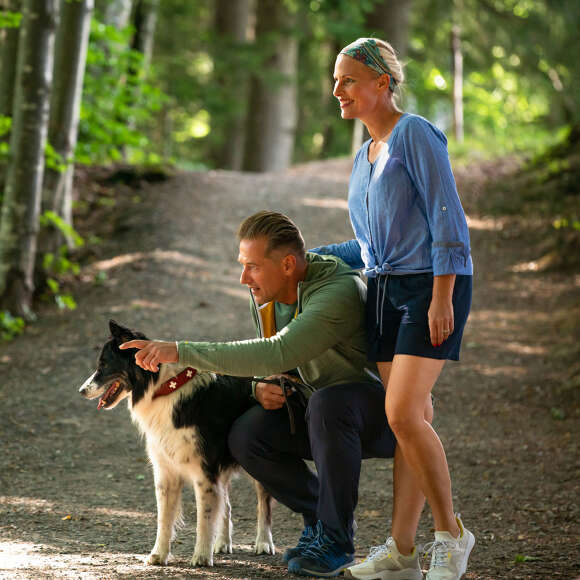 Unterwegs mit dem Hund auf den Wanderwegen von Oberstaufen
