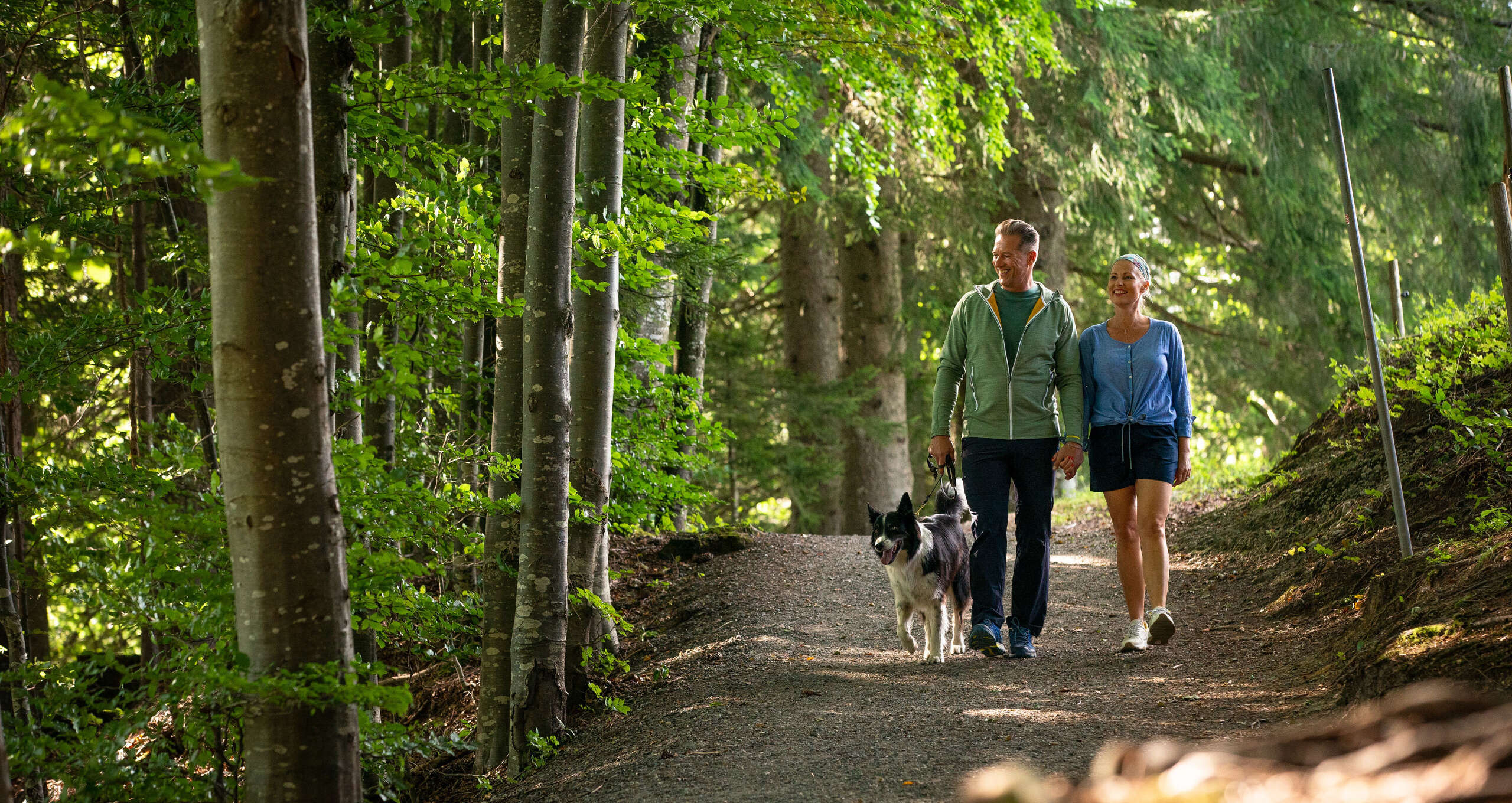 Wandern mit Hund auf den Wegen in Oberstaufen